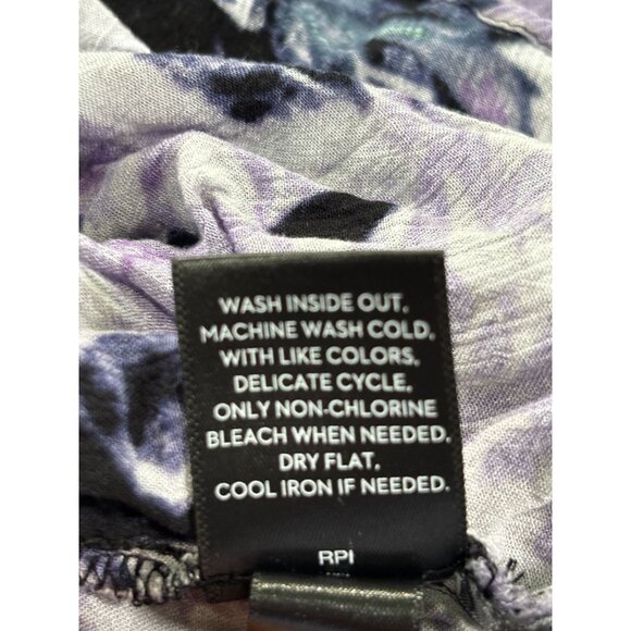 Simply Vera Vera Wang Womens Purple & Black Floral Button-Up Blouse L - Picture 6 of 10